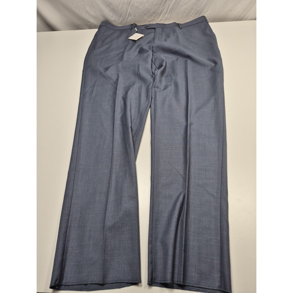 Rossetti Uomo Dress Pants Mens 46x36 Blue Wool Flat Front Straight Unhemmed NWT